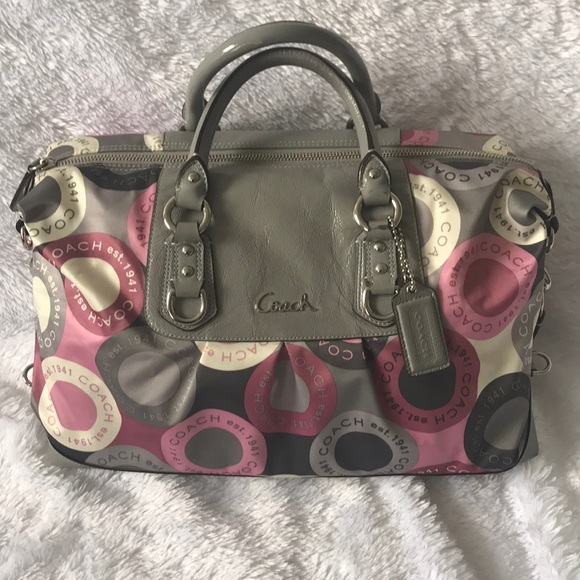 COACH ASHELY SNAP HEAD LARGE SATIN HANDBAG - Picture 1 of 7